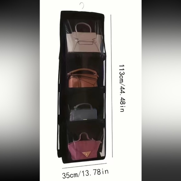 2 pack 8 Pocket Bag Organizer With Hanger Black - Picture 4 of 17